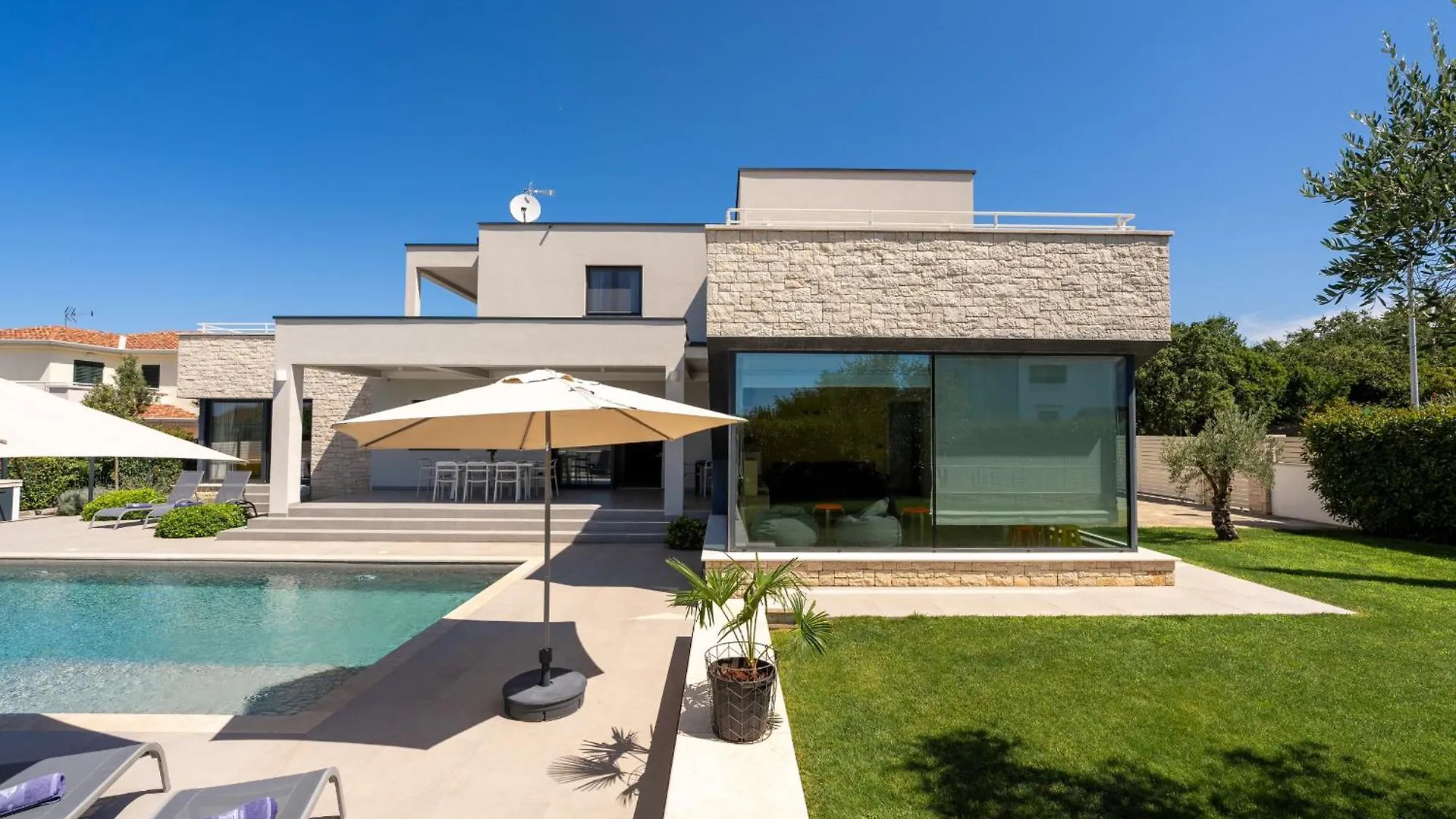 Villa Anni For 10 People In Porec With Heated Pool, Sea View & Kids Room And Playground