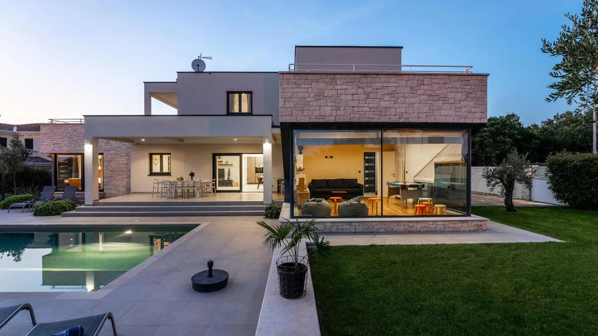 Villa Anni For 10 People In Porec With Heated Pool, Sea View & Kids Room And Playground
